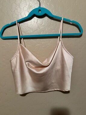 Forever 21 Blush Pink Satin Cowl Crop Top